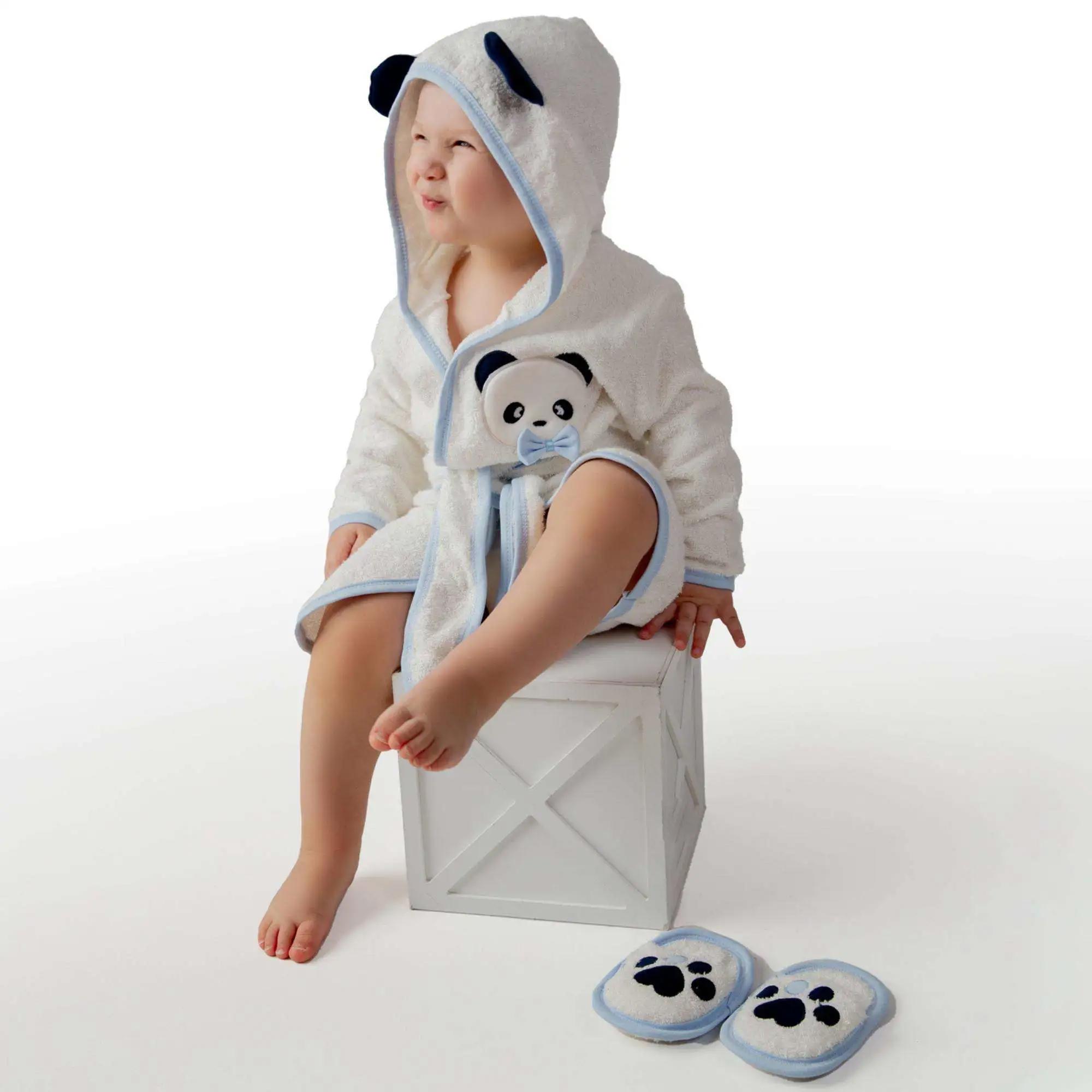 Sarebaby Sevimli Panda Erkek Bebek Bornoz Takımı Yeni Sezon