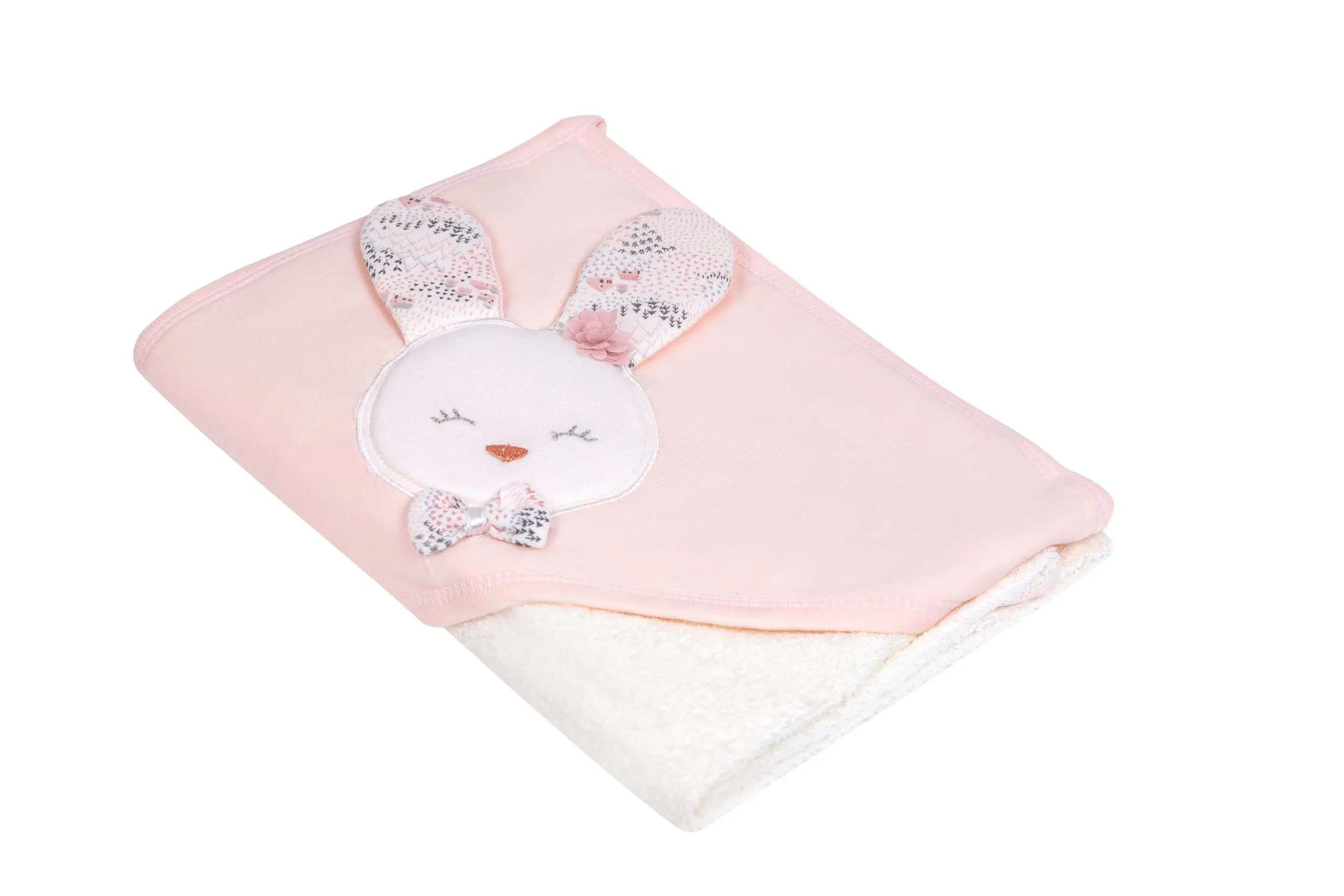 Sarebaby Cute Bunny Serial Baby Towel And Bathrobe Sets %100 Natural Cotton For 0-2 Age